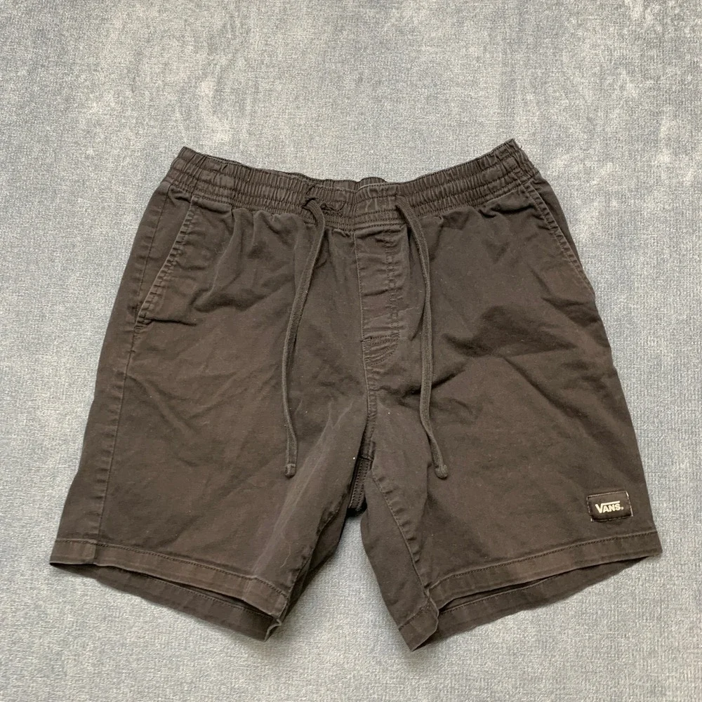Vans Chino Shorts Mens Medium Black Slash Pockets Casual Summer Drawstring Waist